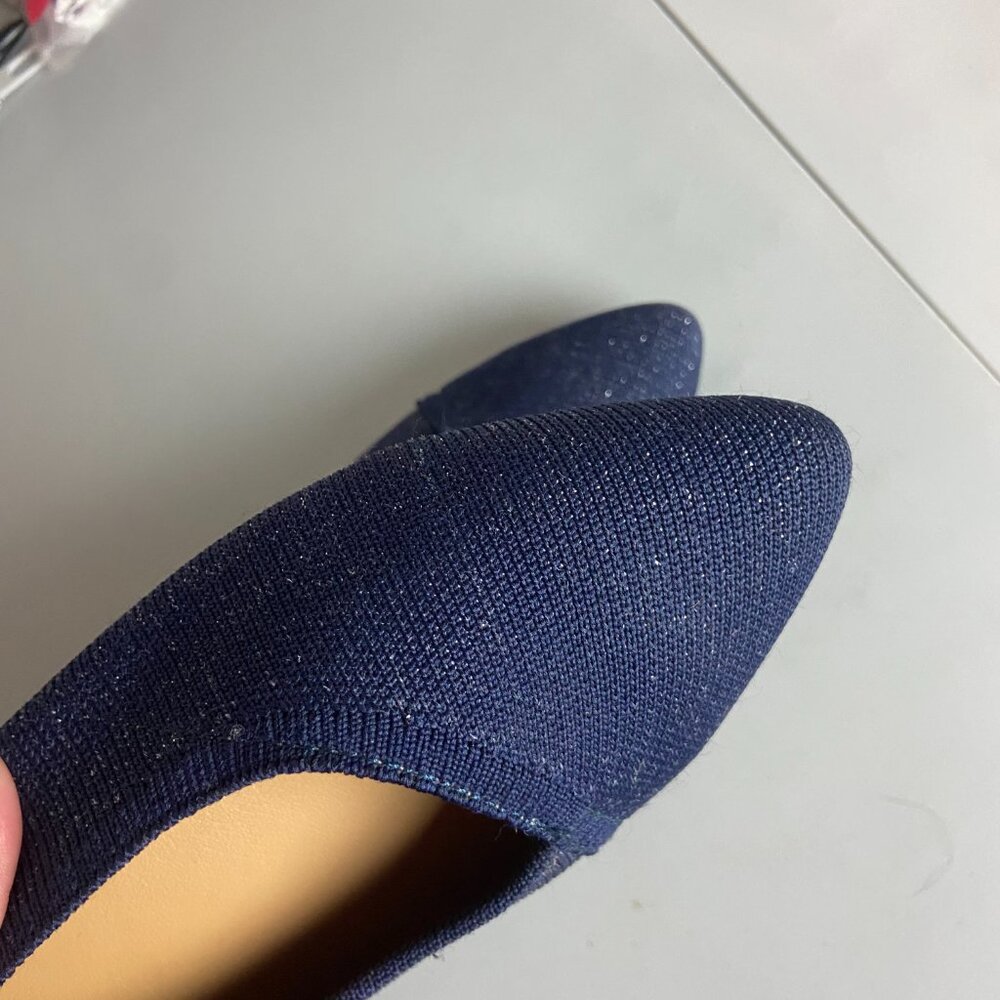 Hush Puppies Bounce Shoes Size 8.5 Sadie Knit Ballet Flat Navy Blue Metallic - Picture 3 of 9